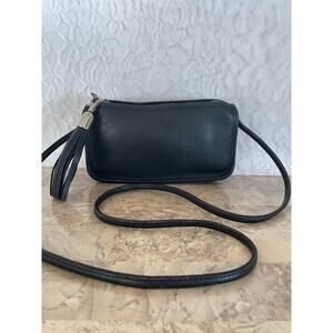 Vtg COACH penny pocket small black leather, shoulder bag, crossbody bag